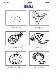 English Worksheet: Fruits II