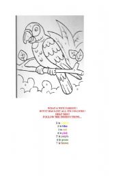 English worksheet: WHAT A NICE PARROT!