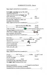 English Worksheet: Somebody to love