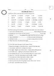 English Worksheet: Grammar Quiz (synonyms, homonyms, antonyms, suffixes, prefixes)
