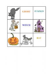 English worksheet: halloween bingo