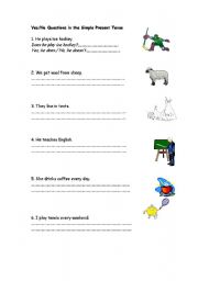 English Worksheet: yes/no questions in simple present tense