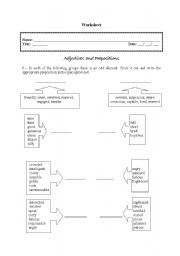 English worksheet: Adjectives and Prepositions