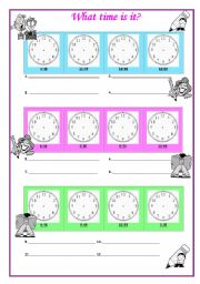 English Worksheet: What time is it?