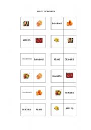 English Worksheet: FRUIT DOMINOES