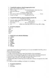 English Worksheet: phrasal verbs and vocabulary