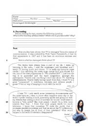 English Worksheet: Test TV