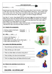 English Worksheet: reading