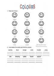 English Worksheet: Colours