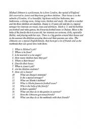 English Worksheet: Reading comprehension