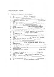 English Worksheet: conditional sentence exercises