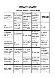 English Worksheet: Board Game Personal or object pronouns