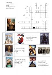 English Worksheet: Movies Crossword