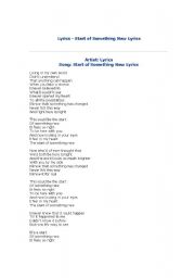 English worksheet: Lyrics High School musical