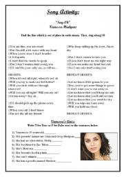 English Worksheet: Song Activity - Say OK Vanessa Hudgens