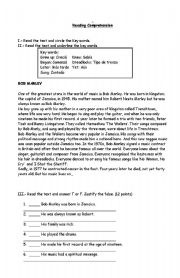 English Worksheet: Bob marley