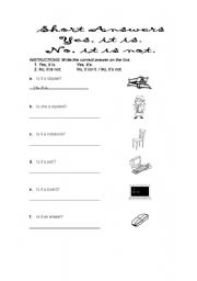 English Worksheet: Verb to Be: Short Answers