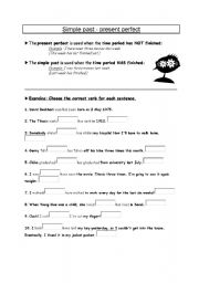 English worksheet: simple past present perfect