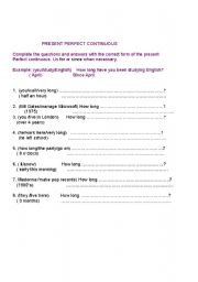 English worksheet: PRESENT PERFECT CONTINUOUS