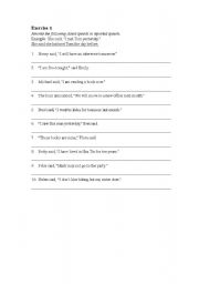 English Worksheet: Exercise of Reported Speech 