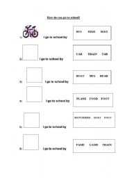 English worksheet: how do you get to school?