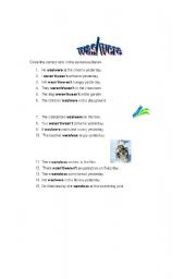 English Worksheet: was/were