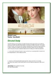 English Worksheet: Becoming Jane ( Directed Study)