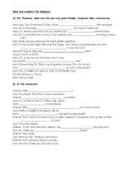 English Worksheet: Functions dialogues