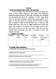 English Worksheet: Reading