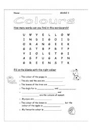 English Worksheet: colours worksheet