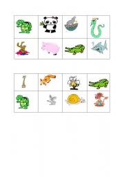 English Worksheet: animal bingo