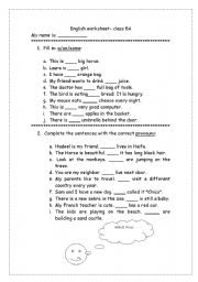 English Worksheet: a, an, some, pronouns