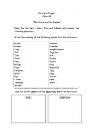 English Worksheet: The Prince and the Pauper