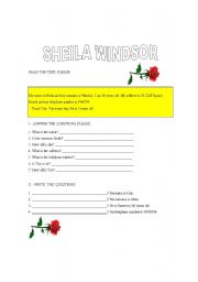English Worksheet: Sheila Windsor