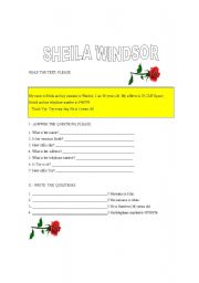 English worksheet: Sheila Windsor