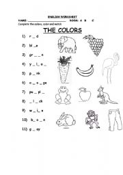 English Worksheet: Colours around you