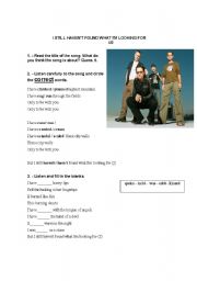 English Worksheet: Listening song