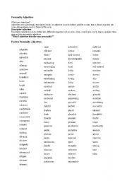 English Worksheet: Personality, Positive & Negative Adjectives