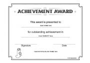 English Worksheet: Achievement award