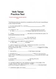English worksheet: verb test