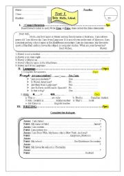 English Worksheet: language test