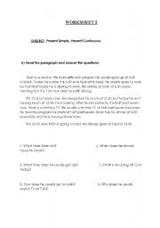English Worksheet: Present Simple, Present Continuous