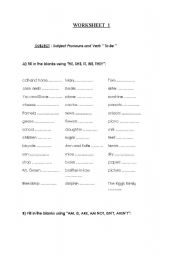 English Worksheet: Subject Pronouns and Verb  To Be 
