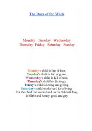 English Worksheet: The days of the Week