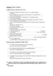 English Worksheet: Future Continous