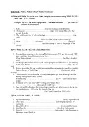 English Worksheet: Future Perfect -- Future Perfect Continuous