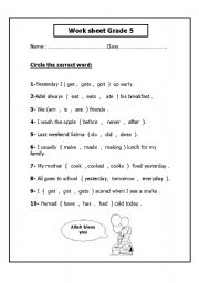 English Worksheet: simple past