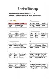 English Worksheet: Lexical groups