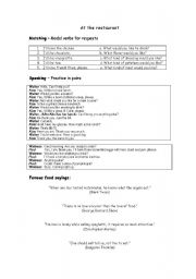 English Worksheet: At the restaurant