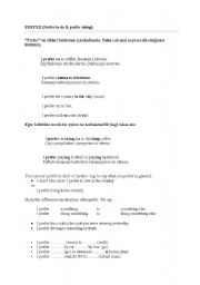 English Worksheet: prefer / want to